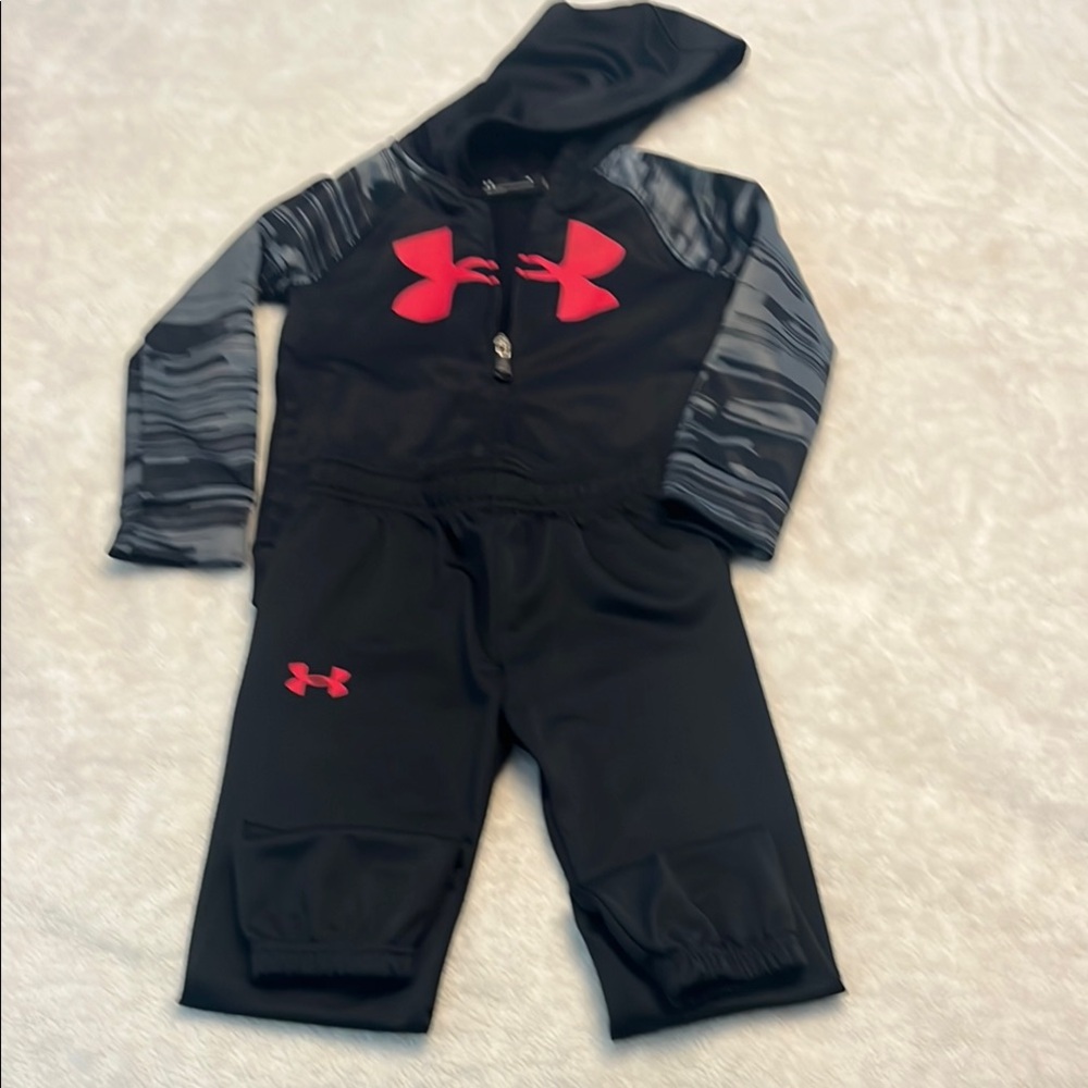 Under Armour Kids Black and Red Tracksuit